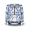 Тостер за хляб SMEG Dolce & Gabbana Blu Mediterraneo TSF01DGBEU, 950W, 2 филии, 6 нива, Тавичка за трохи, Вграден кабел, Неръждаема стомана, Син