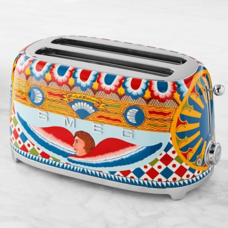 Тостер за хляб SMEG Dolce & Gabbana Sicily is my Love! TSF02DGEU, 1500W, 4 филии, 6 нива, Тавичка за трохи, Вграден кабел, Неръждаема стомана, Многоцветен