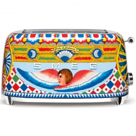 Тостер за хляб SMEG Dolce & Gabbana Sicily is my Love! TSF02DGEU, 1500W, 4 филии, 6 нива, Тавичка за трохи, Вграден кабел, Неръждаема стомана, Многоцветен