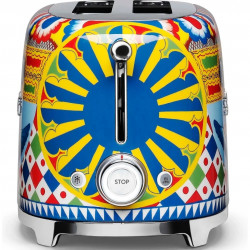 Тостер за хляб SMEG Dolce & Gabbana Sicily is my Love! TSF02DGEU, 1500W, 4 филии, 6 нива, Тавичка за трохи, Вграден кабел, Неръждаема стомана, Многоцветен