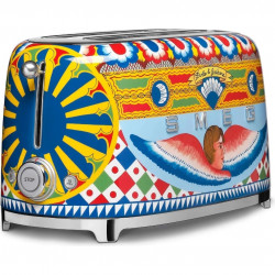 Тостер за хляб SMEG Dolce & Gabbana Sicily is my Love! TSF02DGEU, 1500W, 4 филии, 6 нива, Тавичка за трохи, Вграден кабел, Неръждаема стомана, Многоцветен