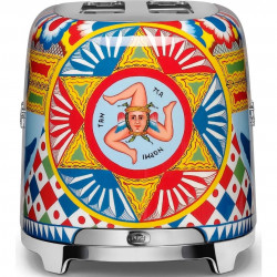 Тостер за хляб SMEG Dolce & Gabbana Sicily is my Love! TSF02DGEU, 1500W, 4 филии, 6 нива, Тавичка за трохи, Вграден кабел, Неръждаема стомана, Многоцветен