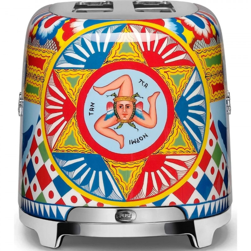 Тостер за хляб SMEG Dolce & Gabbana Sicily is my Love! TSF02DGEU, 1500W, 4 филии, 6 нива, Тавичка за трохи, Вграден кабел, Неръждаема стомана, Многоцветен
