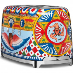 Тостер за хляб SMEG Dolce & Gabbana Sicily is my Love! TSF02DGEU, 1500W, 4 филии, 6 нива, Тавичка за трохи, Вграден кабел, Неръждаема стомана, Многоцветен