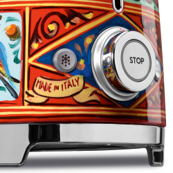 Тостер за хляб SMEG Dolce & Gabbana Sicily is my Love! TSF01DGEU, 950W, 2 филии, 6 нива, Тавичка за трохи, Вграден кабел, Неръждаема стомана, Многоцветен