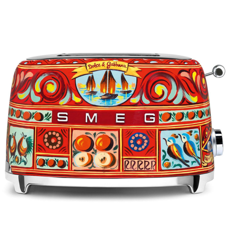 Тостер за хляб SMEG Dolce & Gabbana Sicily is my Love! TSF01DGEU, 950W, 2 филии, 6 нива, Тавичка за трохи, Вграден кабел, Неръждаема стомана, Многоцветен