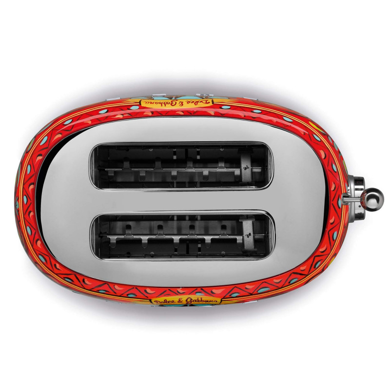 Тостер за хляб SMEG Dolce & Gabbana Sicily is my Love! TSF01DGEU, 950W, 2 филии, 6 нива, Тавичка за трохи, Вграден кабел, Неръждаема стомана, Многоцветен