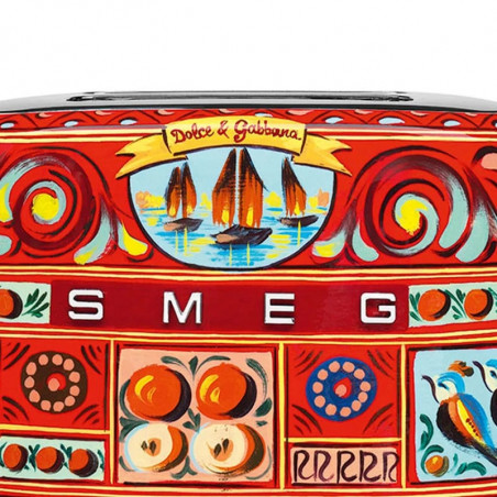 Тостер за хляб SMEG Dolce & Gabbana Sicily is my Love! TSF01DGEU, 950W, 2 филии, 6 нива, Тавичка за трохи, Вграден кабел, Неръждаема стомана, Многоцветен