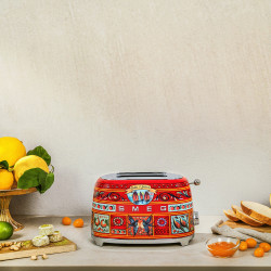 Тостер за хляб SMEG Dolce & Gabbana Sicily is my Love! TSF01DGEU, 950W, 2 филии, 6 нива, Тавичка за трохи, Вграден кабел, Неръждаема стомана, Многоцветен