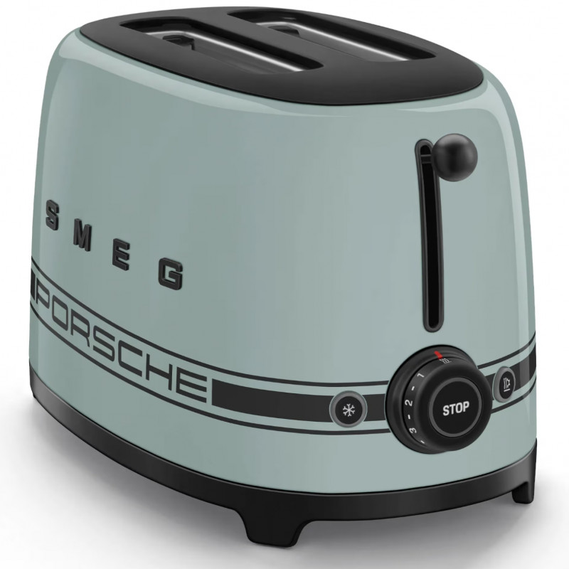Тостер за хляб SMEG 50's Style Porsche TSF01PSGEU, 950W, 2 филии, 6 нива, Тавичка за трохи, Вграден кабел, Неръждаема стомана, Зелен