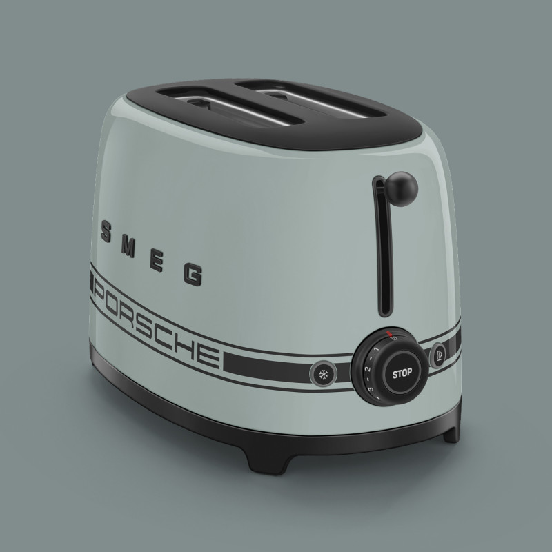 Тостер за хляб SMEG 50's Style Porsche TSF01PSGEU, 950W, 2 филии, 6 нива, Тавичка за трохи, Вграден кабел, Неръждаема стомана, Зелен