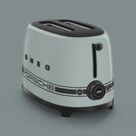 Тостер за хляб SMEG 50's Style Porsche TSF01PSGEU, 950W, 2 филии, 6 нива, Тавичка за трохи, Вграден кабел, Неръждаема стомана, Зелен