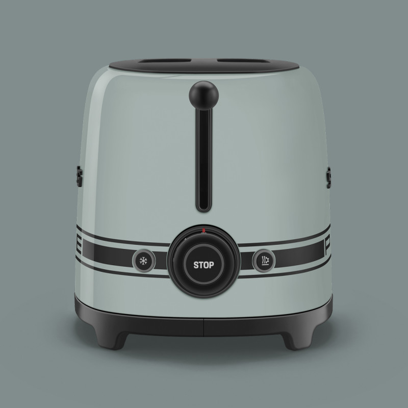 Тостер за хляб SMEG 50's Style Porsche TSF01PSGEU, 950W, 2 филии, 6 нива, Тавичка за трохи, Вграден кабел, Неръждаема стомана, Зелен