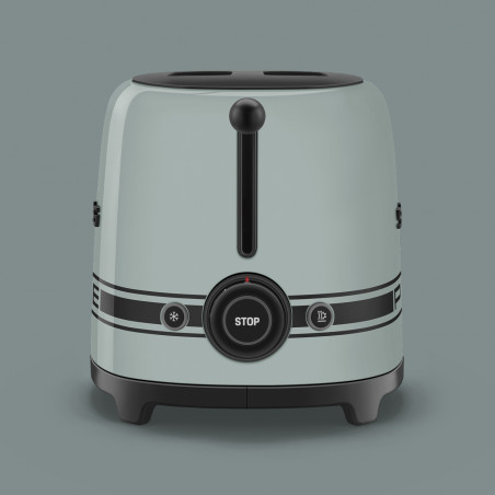 Тостер за хляб SMEG 50's Style Porsche TSF01PSGEU, 950W, 2 филии, 6 нива, Тавичка за трохи, Вграден кабел, Неръждаема стомана, Зелен