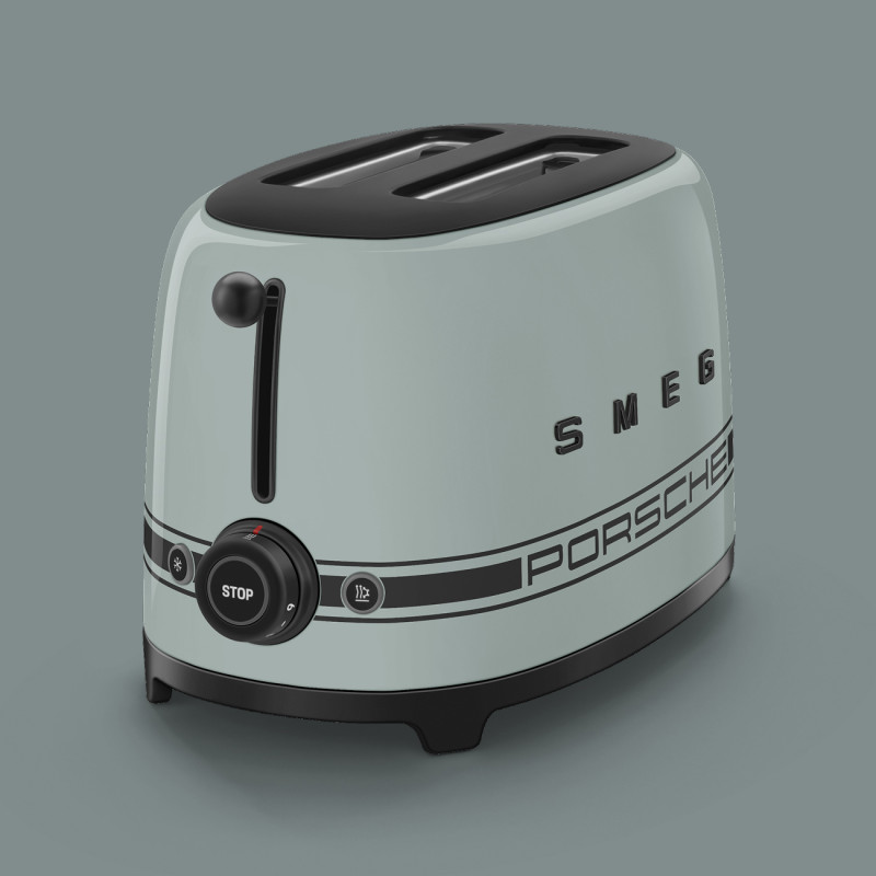 Тостер за хляб SMEG 50's Style Porsche TSF01PSGEU, 950W, 2 филии, 6 нива, Тавичка за трохи, Вграден кабел, Неръждаема стомана, Зелен