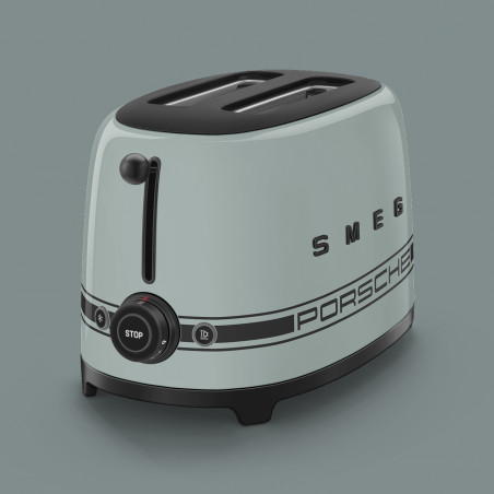 Тостер за хляб SMEG 50's Style Porsche TSF01PSGEU, 950W, 2 филии, 6 нива, Тавичка за трохи, Вграден кабел, Неръждаема стомана, Зелен