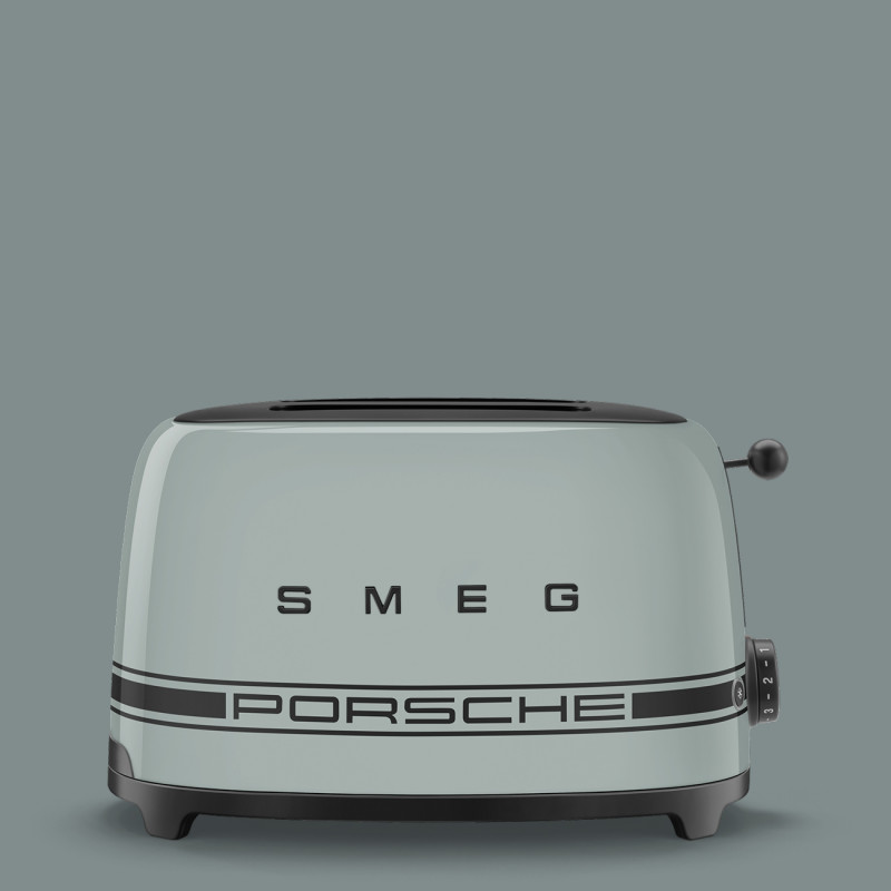 Тостер за хляб SMEG 50's Style Porsche TSF01PSGEU, 950W, 2 филии, 6 нива, Тавичка за трохи, Вграден кабел, Неръждаема стомана, Зелен