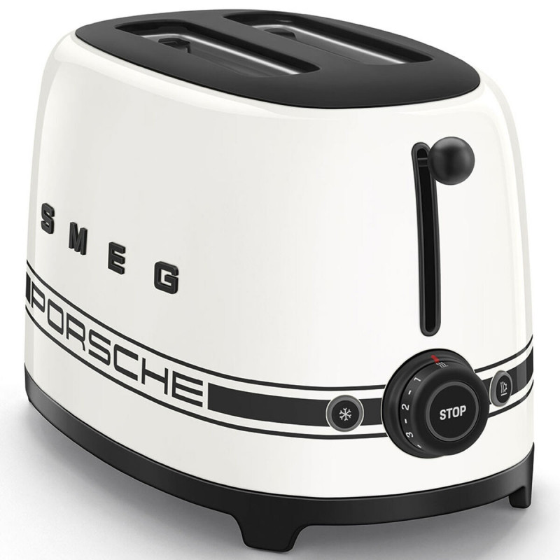 Тостер за хляб SMEG 50's Style Porsche TSF01PCWEU, 950W, 2 филии, 6 нива, Тавичка за трохи, Вграден кабел, Неръждаема стомана, Бял