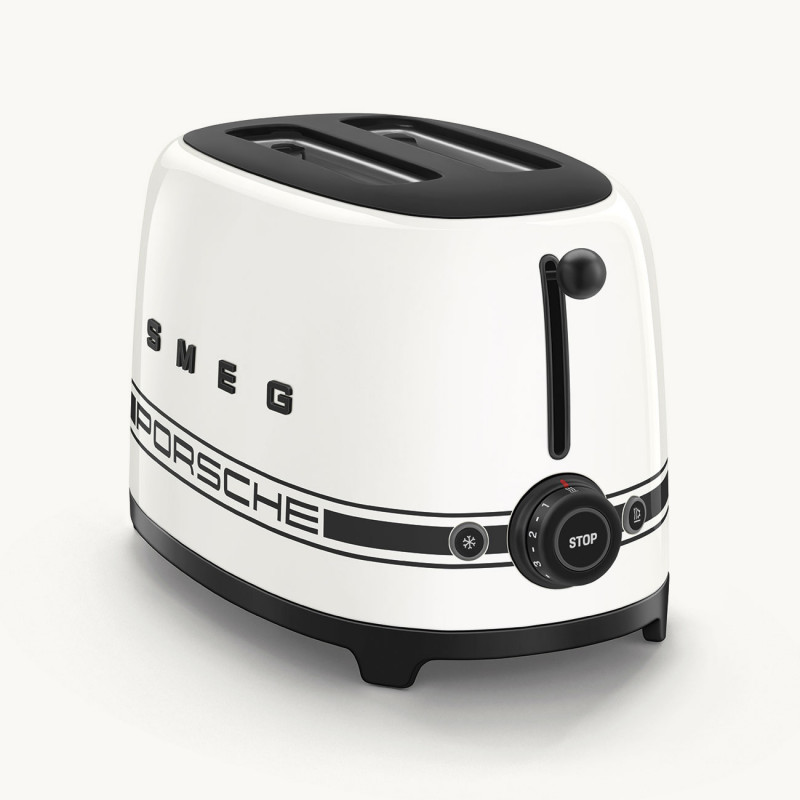 Тостер за хляб SMEG 50's Style Porsche TSF01PCWEU, 950W, 2 филии, 6 нива, Тавичка за трохи, Вграден кабел, Неръждаема стомана, Бял