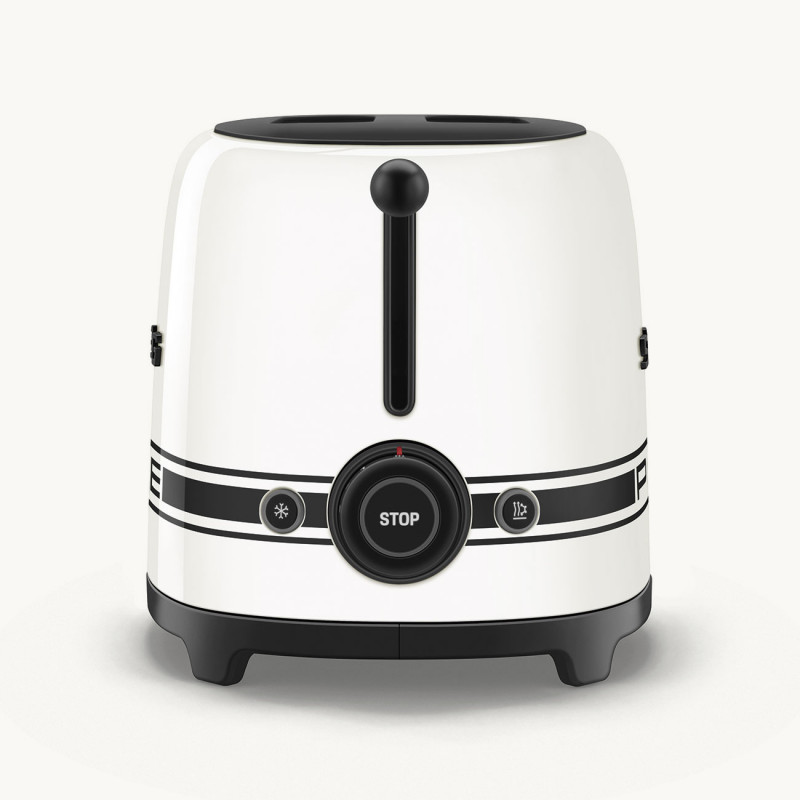 Тостер за хляб SMEG 50's Style Porsche TSF01PCWEU, 950W, 2 филии, 6 нива, Тавичка за трохи, Вграден кабел, Неръждаема стомана, Бял