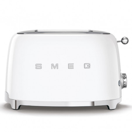 Тостер за хляб SMEG 50's Style TSF01WHEU, 950W, 2 филии, 6 нива, Тавичка за трохи, Вграден кабел, Неръждаема стомана, Бял