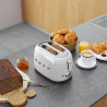 Тостер за хляб SMEG 50's Style TSF01WHEU, 950W, 2 филии, 6 нива, Тавичка за трохи, Вграден кабел, Неръждаема стомана, Бял