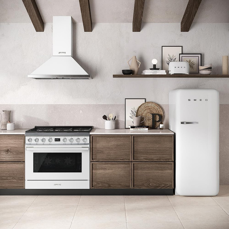 Тостер за хляб SMEG 50's Style TSF01WHEU, 950W, 2 филии, 6 нива, Тавичка за трохи, Вграден кабел, Неръждаема стомана, Бял