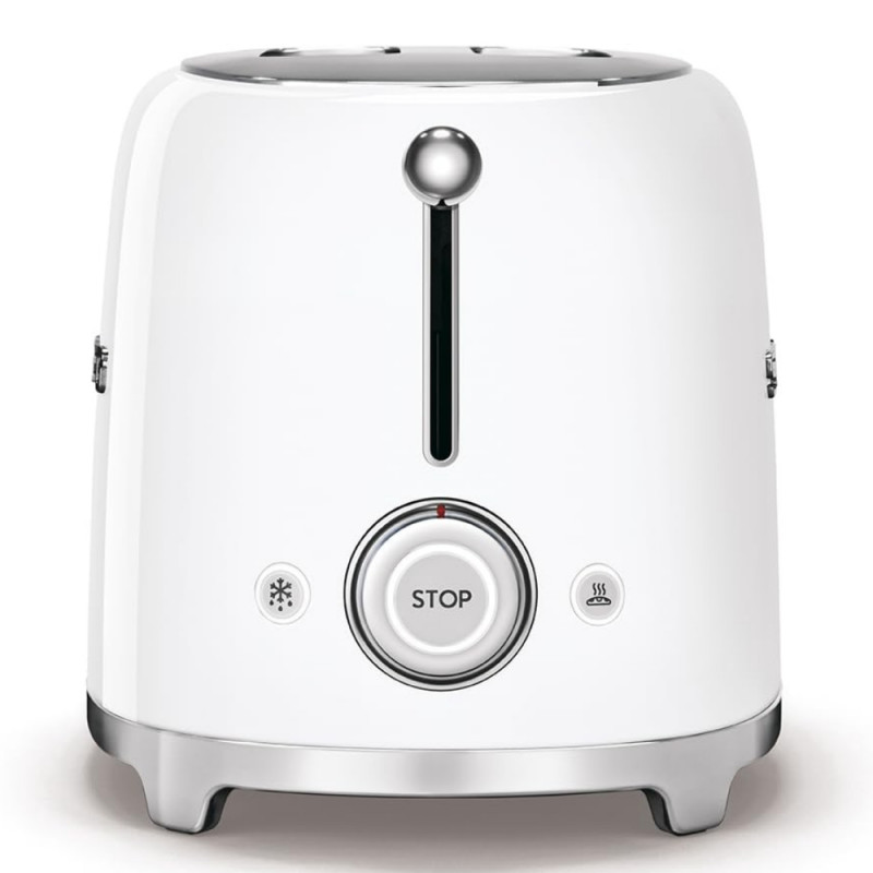 Тостер за хляб SMEG 50's Style TSF01WHEU, 950W, 2 филии, 6 нива, Тавичка за трохи, Вграден кабел, Неръждаема стомана, Бял