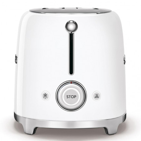 Тостер за хляб SMEG 50's Style TSF01WHEU, 950W, 2 филии, 6 нива, Тавичка за трохи, Вграден кабел, Неръждаема стомана, Бял
