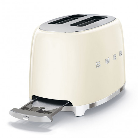 Тостер за хляб SMEG 50's Style TSF01CREU, 950W, 2 филии, 6 нива, Тавичка за трохи, Вграден кабел, Неръждаема стомана, Кремав