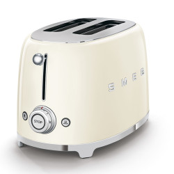 Тостер за хляб SMEG 50's Style TSF01CREU, 950W, 2 филии, 6 нива, Тавичка за трохи, Вграден кабел, Неръждаема стомана, Кремав