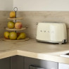 Тостер за хляб SMEG 50's Style TSF01CREU, 950W, 2 филии, 6 нива, Тавичка за трохи, Вграден кабел, Неръждаема стомана, Кремав