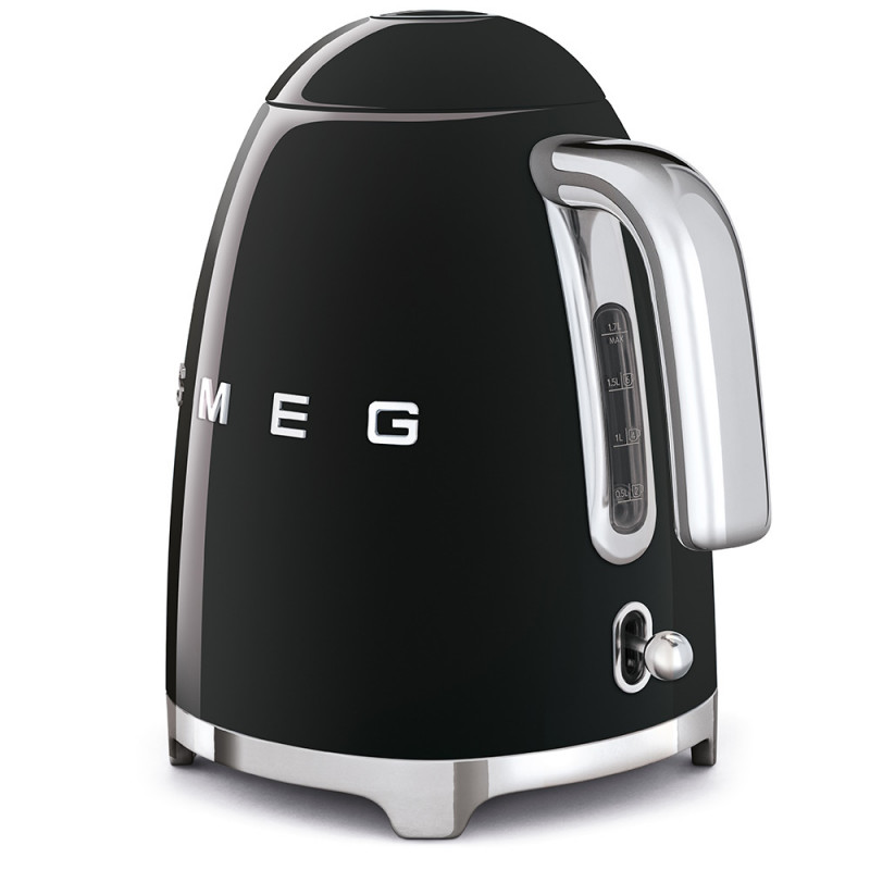 Електрическа кана SMEG KLF03BLEU, 2400 W, 1.7 л, 360° основа, Гланцово покритие, Черен