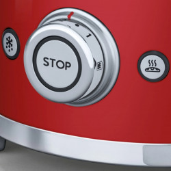 Тостер за хляб SMEG 50's Style TSF01RDEU, 950W, 2 филии, 6 нива, Тавичка за трохи, Вграден кабел, Неръждаема стомана, Червен