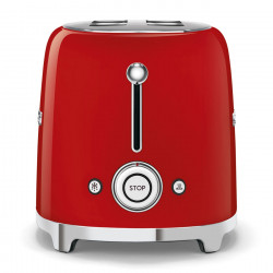 Тостер за хляб SMEG 50's Style TSF01RDEU, 950W, 2 филии, 6 нива, Тавичка за трохи, Вграден кабел, Неръждаема стомана, Червен