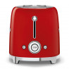Тостер за хляб SMEG 50's Style TSF01RDEU, 950W, 2 филии, 6 нива, Тавичка за трохи, Вграден кабел, Неръждаема стомана, Червен
