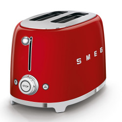 Тостер за хляб SMEG 50's Style TSF01RDEU, 950W, 2 филии, 6 нива, Тавичка за трохи, Вграден кабел, Неръждаема стомана, Червен