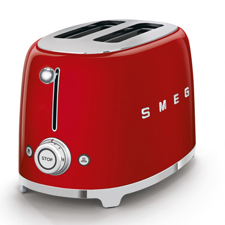 Тостер за хляб SMEG 50's Style TSF01RDEU, 950W, 2 филии, 6 нива, Тавичка за трохи, Вграден кабел, Неръждаема стомана, Червен