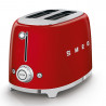 Тостер за хляб SMEG 50's Style TSF01RDEU, 950W, 2 филии, 6 нива, Тавичка за трохи, Вграден кабел, Неръждаема стомана, Червен
