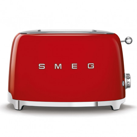 Тостер за хляб SMEG 50's Style TSF01RDEU, 950W, 2 филии, 6 нива, Тавичка за трохи, Вграден кабел, Неръждаема стомана, Червен