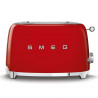 Тостер за хляб SMEG 50's Style TSF01RDEU, 950W, 2 филии, 6 нива, Тавичка за трохи, Вграден кабел, Неръждаема стомана, Червен
