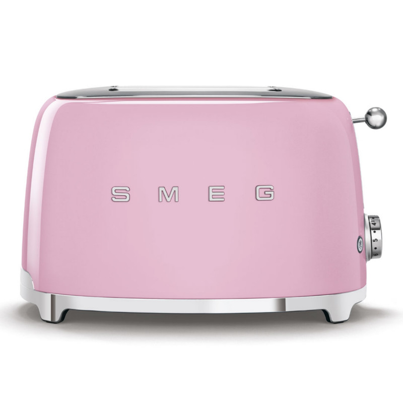 Тостер за хляб SMEG 50's Style TSF01PKEU, 950W, 2 филии, 6 нива, Тавичка за трохи, Вграден кабел, Неръждаема стомана, Розов