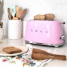 Тостер за хляб SMEG 50's Style TSF01PKEU, 950W, 2 филии, 6 нива, Тавичка за трохи, Вграден кабел, Неръждаема стомана, Розов
