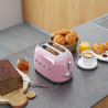 Тостер за хляб SMEG 50's Style TSF01PKEU, 950W, 2 филии, 6 нива, Тавичка за трохи, Вграден кабел, Неръждаема стомана, Розов