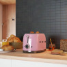 Тостер за хляб SMEG 50's Style TSF01PKEU, 950W, 2 филии, 6 нива, Тавичка за трохи, Вграден кабел, Неръждаема стомана, Розов