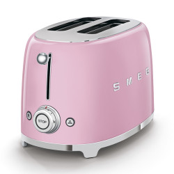 Тостер за хляб SMEG 50's Style TSF01PKEU, 950W, 2 филии, 6 нива, Тавичка за трохи, Вграден кабел, Неръждаема стомана, Розов