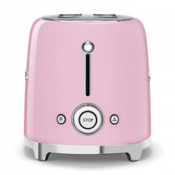 Тостер за хляб SMEG 50's Style TSF01PKEU, 950W, 2 филии, 6 нива, Тавичка за трохи, Вграден кабел, Неръждаема стомана, Розов