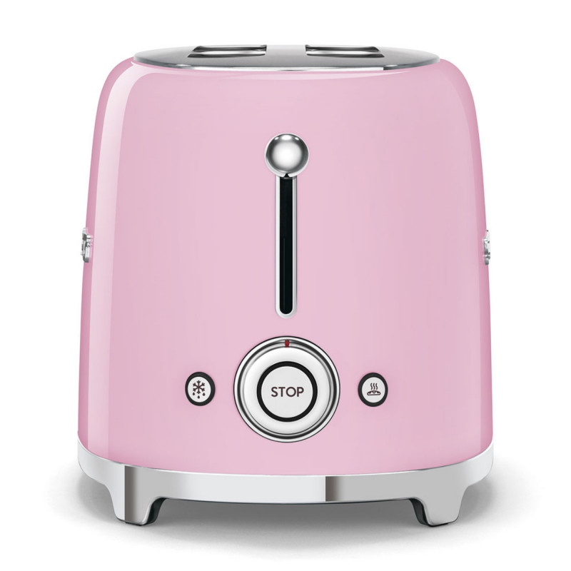 Тостер за хляб SMEG 50's Style TSF01PKEU, 950W, 2 филии, 6 нива, Тавичка за трохи, Вграден кабел, Неръждаема стомана, Розов