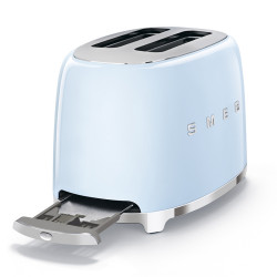 Тостер за хляб SMEG 50's Style TSF01PBEU, 950W, 2 филии, 6 нива, Тавичка за трохи, Вграден кабел, Неръждаема стомана, Син