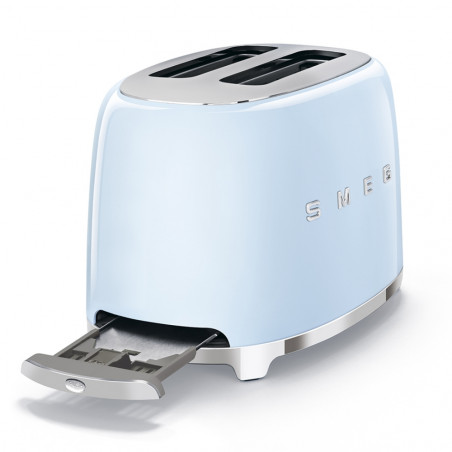 Тостер за хляб SMEG 50's Style TSF01PBEU, 950W, 2 филии, 6 нива, Тавичка за трохи, Вграден кабел, Неръждаема стомана, Син